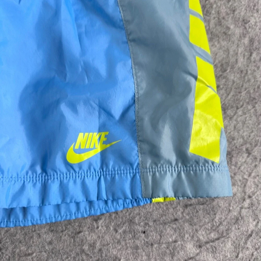 Nike Mens Sportswear Woven Shorts Blue Grey Neon DO6587-412 Size M Excellent